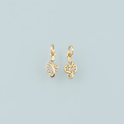 Gold Music Charms,18K Gold Filled Music Pendant,CZ Micro Pave Note Charm Bracelet Necklace for DIY Jewelry Making Supply