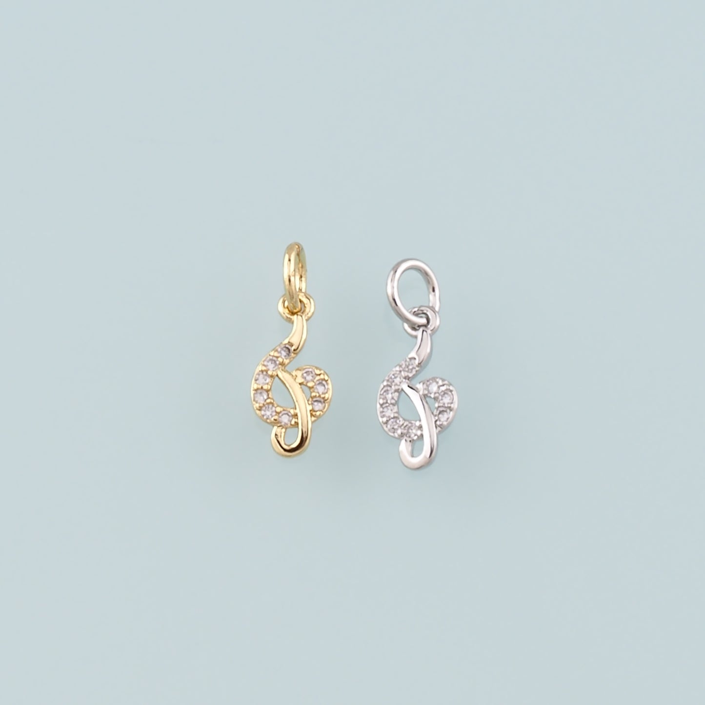 Gold Music Charms,18K Gold Filled Music Pendant,CZ Micro Pave Note Charm Bracelet Necklace for DIY Jewelry Making Supply