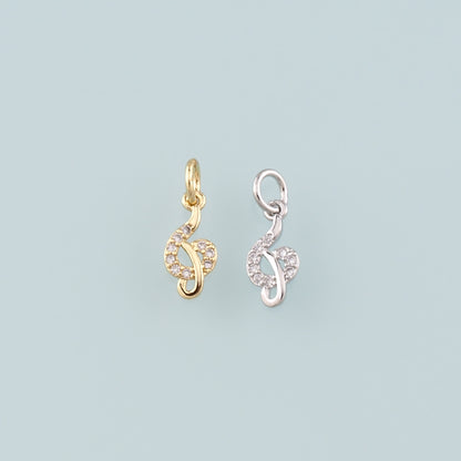 Gold Music Charms,18K Gold Filled Music Pendant,CZ Micro Pave Note Charm Bracelet Necklace for DIY Jewelry Making Supply