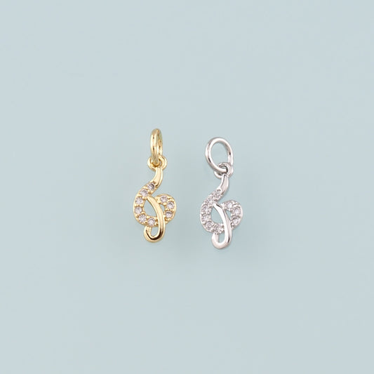 Gold Music Charms,18K Gold Filled Music Pendant,CZ Micro Pave Note Charm Bracelet Necklace for DIY Jewelry Making Supply