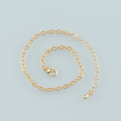 Gold Adjustable Chain,18K Gold Filled Oval Bracelet,Semi Finished Bracelets,Bracelets for Jewelry Making
