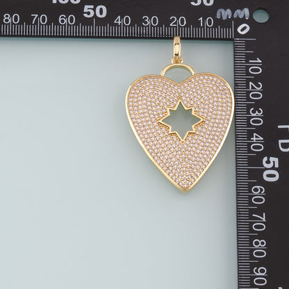 Gold Heart Charms,18K Gold Filled Big Heart Pendant,CZ Micro Pave Heart Charm Bracelet Necklace for DIY Jewelry Making Supply