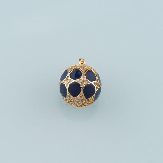 Gold Ball Charms,18K Gold Filled Round Pendant,Enamel Round Charm Bracelet Necklace for DIY Jewelry Making Supply