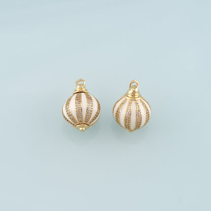 Gold Ball Charms,18K Gold Filled Round Pendant,Enamel Round Charm Bracelet Necklace for DIY Jewelry Making Supply