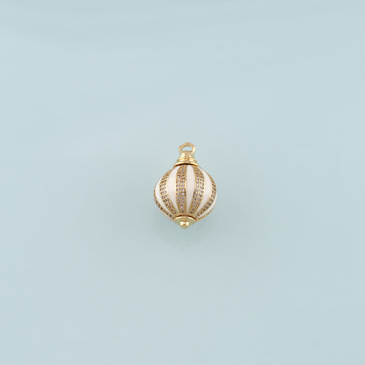 Gold Ball Charms,18K Gold Filled Round Pendant,Enamel Round Charm Bracelet Necklace for DIY Jewelry Making Supply