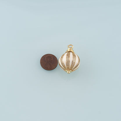 Gold Ball Charms,18K Gold Filled Round Pendant,Enamel Round Charm Bracelet Necklace for DIY Jewelry Making Supply