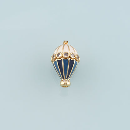 18K Gold Filled Hot air balloon Pendant,Enamel Hot air balloon Charm Bracelet Necklace for DIY Jewelry Making Supply