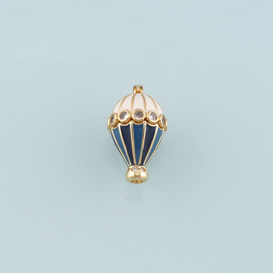 18K Gold Filled Hot air balloon Pendant,Enamel Hot air balloon Charm Bracelet Necklace for DIY Jewelry Making Supply