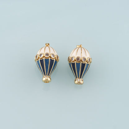 18K Gold Filled Hot air balloon Pendant,Enamel Hot air balloon Charm Bracelet Necklace for DIY Jewelry Making Supply