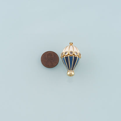 18K Gold Filled Hot air balloon Pendant,Enamel Hot air balloon Charm Bracelet Necklace for DIY Jewelry Making Supply