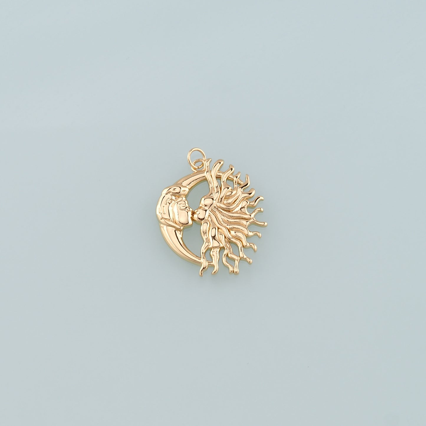 Gold Sun Charms,18K Gold Filled Moon Sun Pendant,Celestial Charm Bracelet Necklace for DIY Jewelry Making Supply
