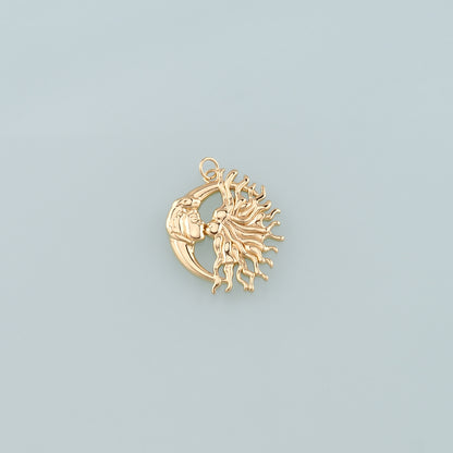 Gold Sun Charms,18K Gold Filled Moon Sun Pendant,Celestial Charm Bracelet Necklace for DIY Jewelry Making Supply