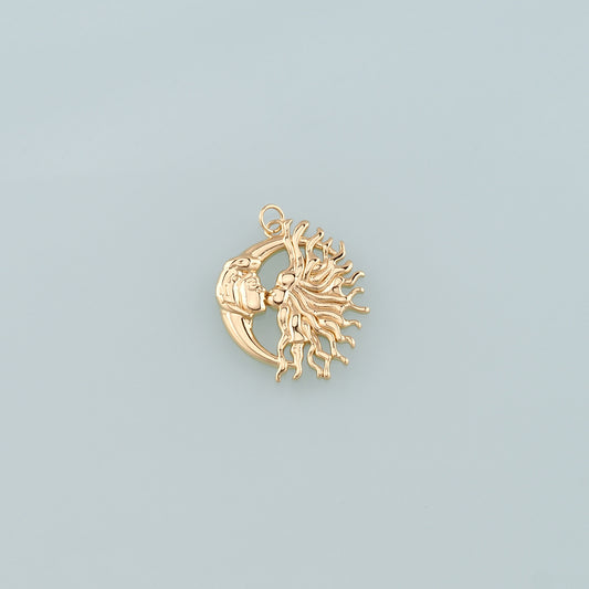 Gold Sun Charms,18K Gold Filled Moon Sun Pendant,Celestial Charm Bracelet Necklace for DIY Jewelry Making Supply