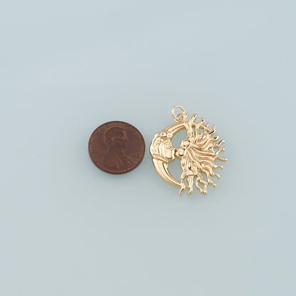 Gold Sun Charms,18K Gold Filled Moon Sun Pendant,Celestial Charm Bracelet Necklace for DIY Jewelry Making Supply
