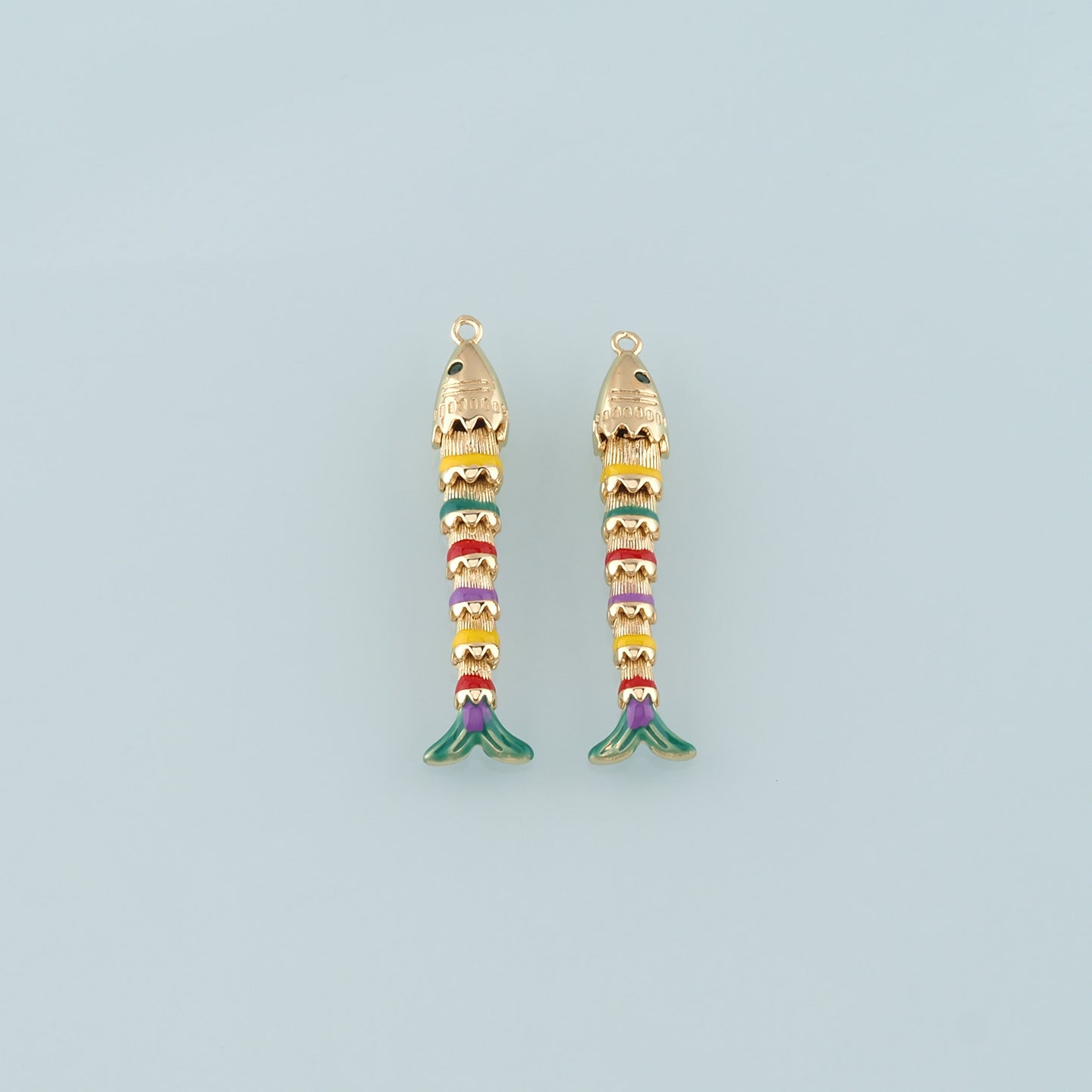 Gold Fish Charms,18K Gold Filled Fish Pendant,Enamel Ocean Charm Bracelet Necklace for DIY Jewelry Making Supply