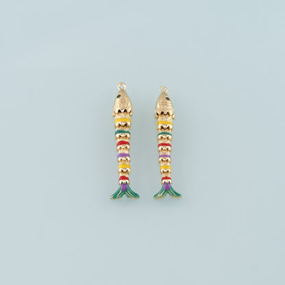 Gold Fish Charms,18K Gold Filled Fish Pendant,Enamel Ocean Charm Bracelet Necklace for DIY Jewelry Making Supply