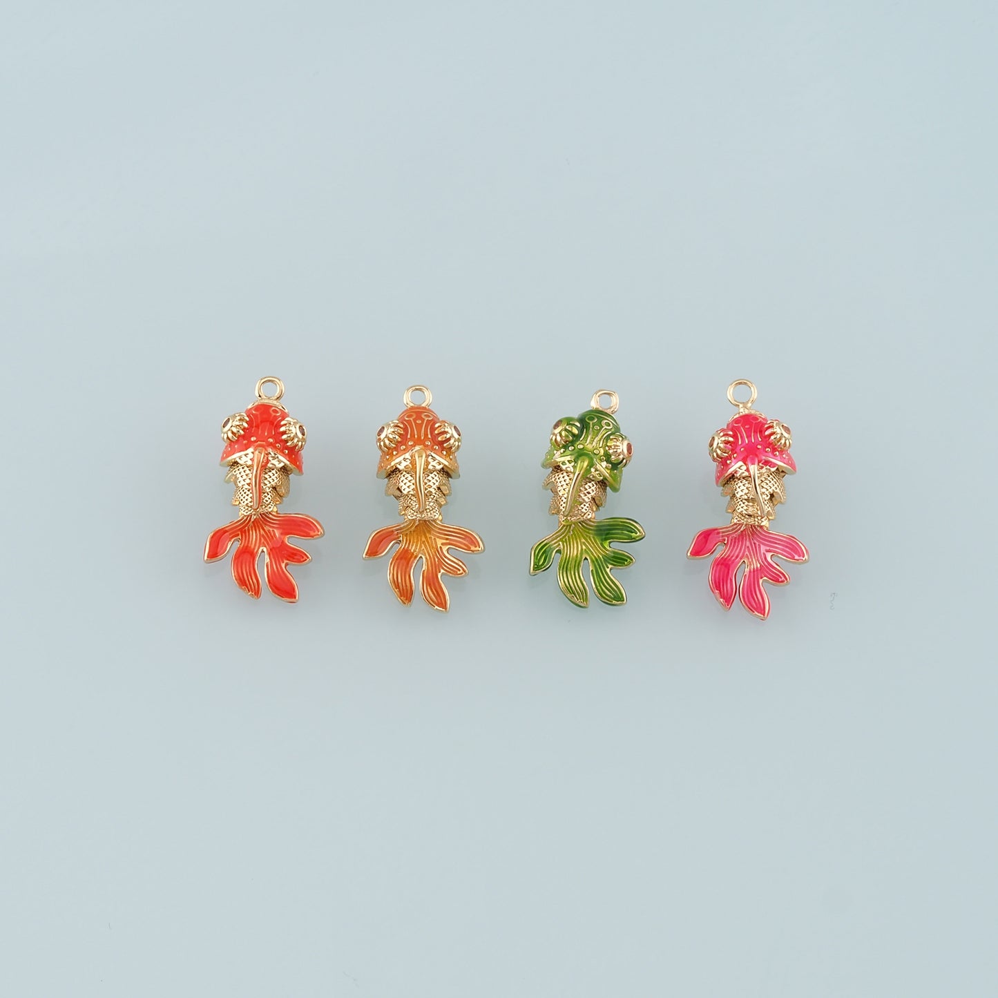 Gold Fish Charms,18K Gold Filled Fish Pendant,Enamel Ocean Charm Bracelet Necklace for DIY Jewelry Making Supply