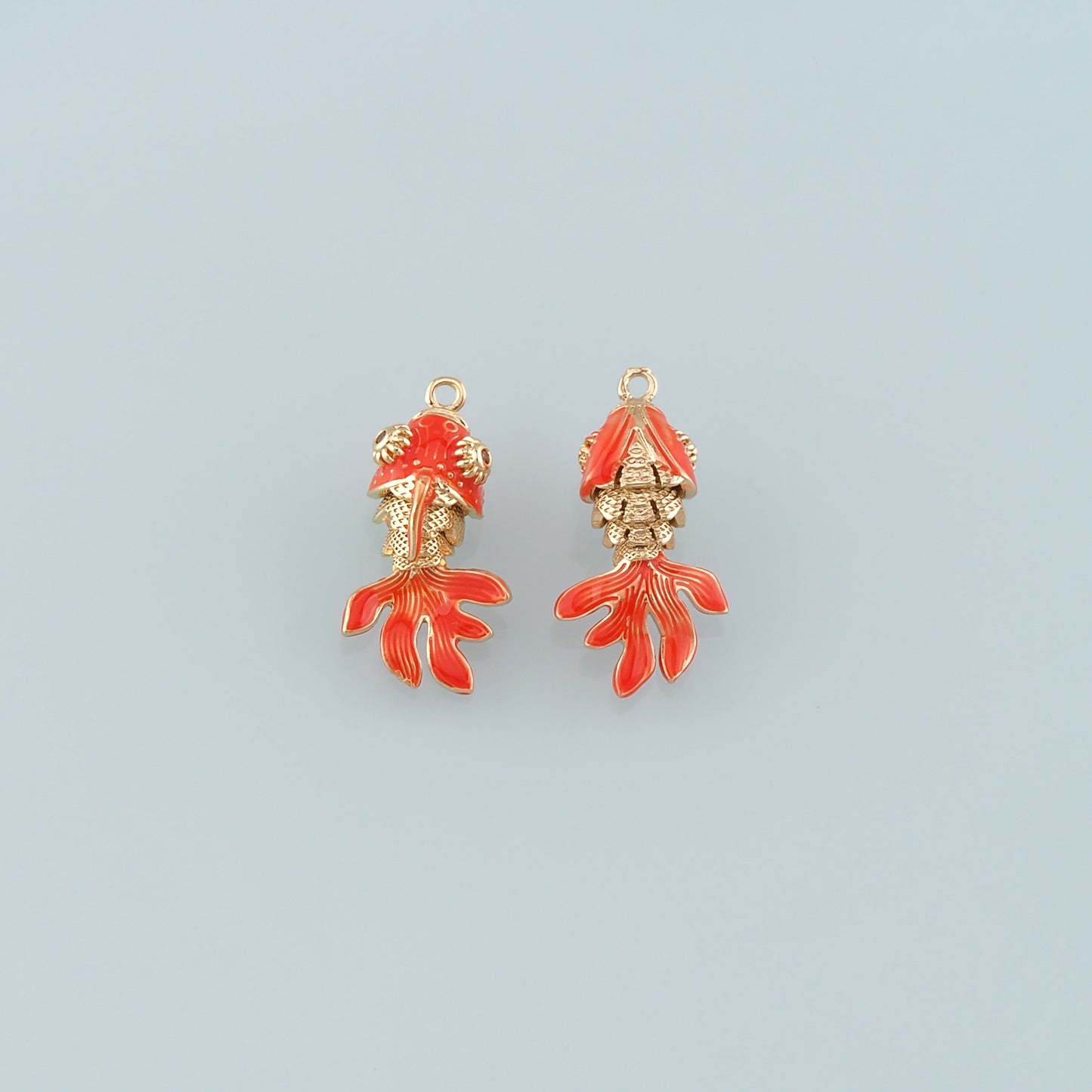 Gold Fish Charms,18K Gold Filled Fish Pendant,Enamel Ocean Charm Bracelet Necklace for DIY Jewelry Making Supply