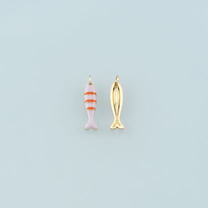 Gold Fish Charms,18K Gold Filled Fish Pendant,Enamel Ocean Charm Bracelet Necklace for DIY Jewelry Making Supply
