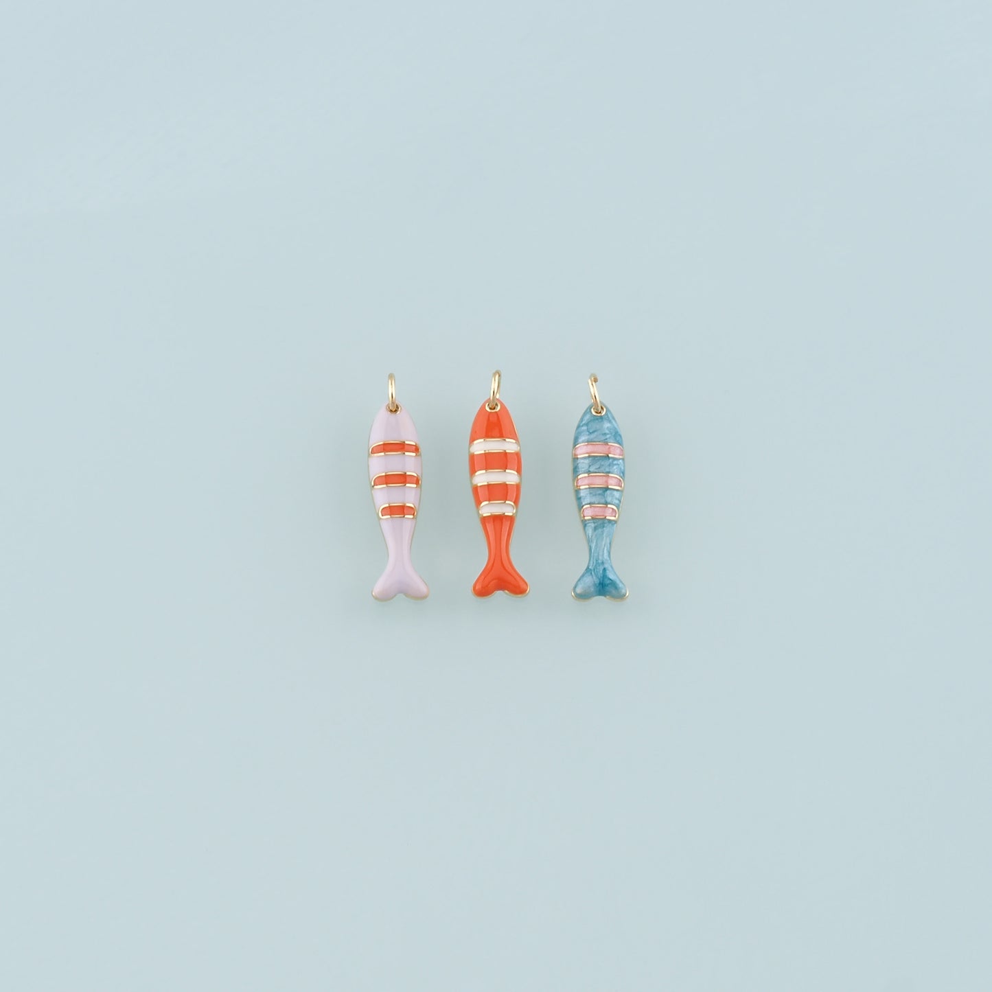 Gold Fish Charms,18K Gold Filled Fish Pendant,Enamel Ocean Charm Bracelet Necklace for DIY Jewelry Making Supply