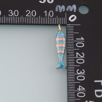 Gold Fish Charms,18K Gold Filled Fish Pendant,Enamel Ocean Charm Bracelet Necklace for DIY Jewelry Making Supply