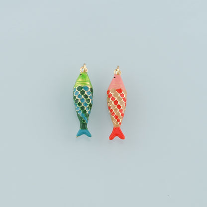Gold Fish Charms,18K Gold Filled Fish Pendant,Enamel Ocean Charm Bracelet Necklace for DIY Jewelry Making Supply