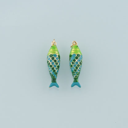 Gold Fish Charms,18K Gold Filled Fish Pendant,Enamel Ocean Charm Bracelet Necklace for DIY Jewelry Making Supply