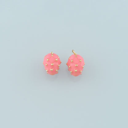 Gold Fruit Charms,18K Gold Filled Pitaya Pendant,Enamel Pitaya Charm Bracelet Necklace for DIY Jewelry Making Supply