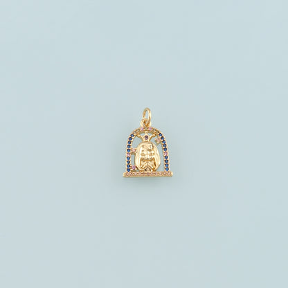 18K Gold Filled Princess Pendant,CZ Micro Pave Princess Charm Bracelet Necklace for DIY Jewelry Making Supply