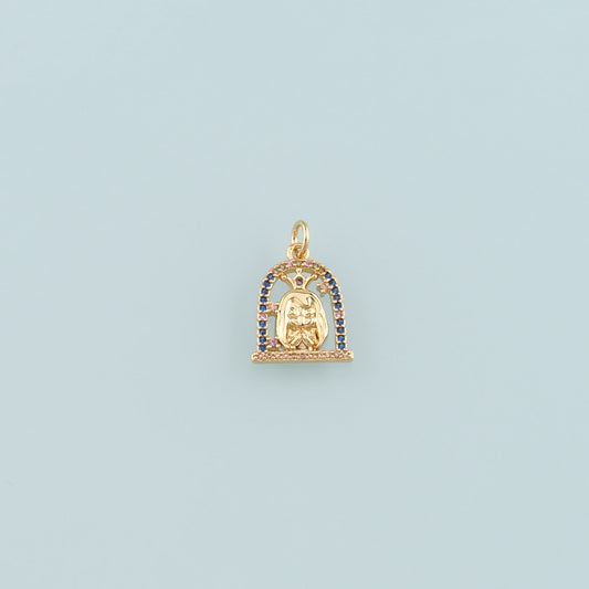 18K Gold Filled Princess Pendant,CZ Micro Pave Princess Charm Bracelet Necklace for DIY Jewelry Making Supply