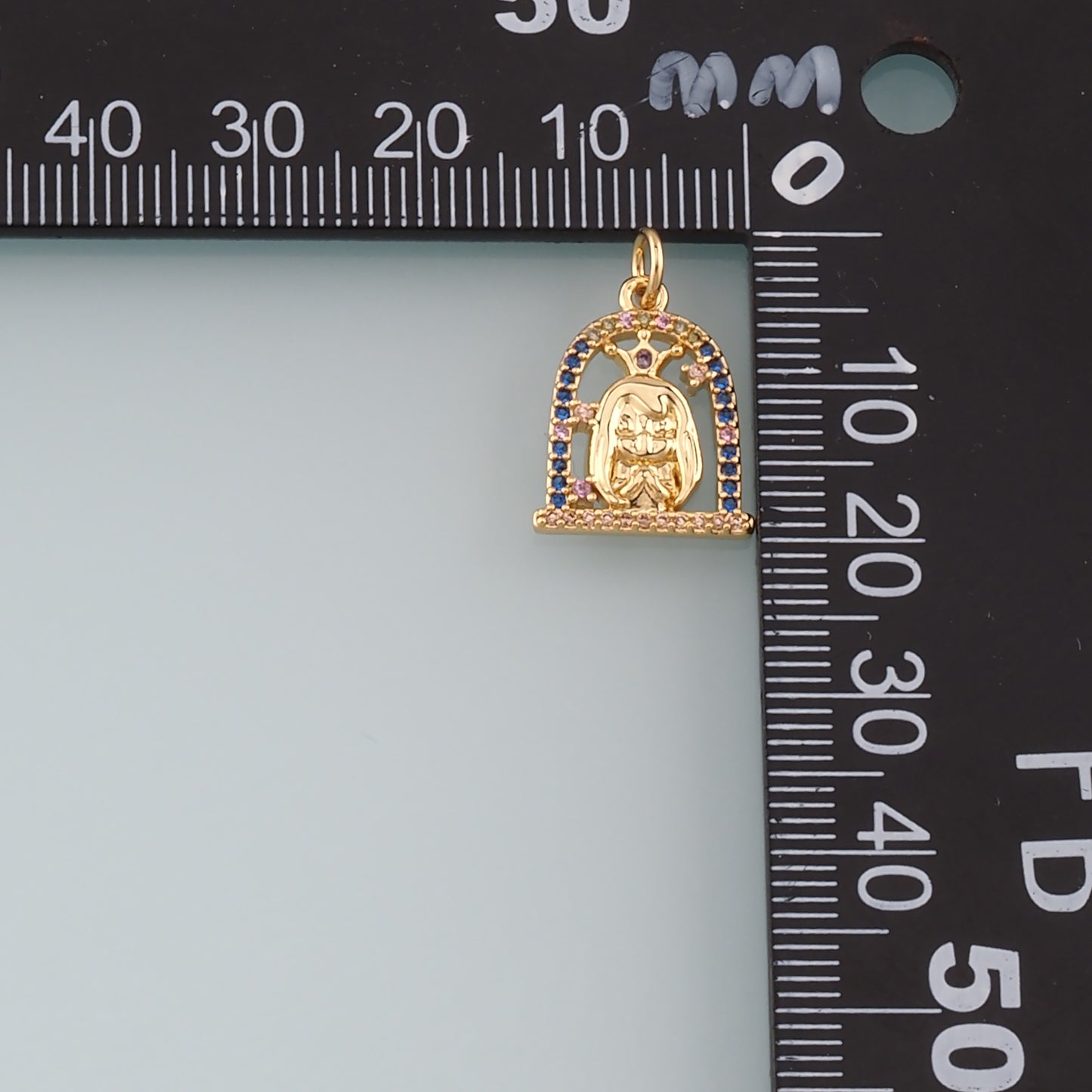 18K Gold Filled Princess Pendant,CZ Micro Pave Princess Charm Bracelet Necklace for DIY Jewelry Making Supply