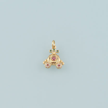 Gold Pumpkin Charms,18K Gold Filled Pumpkin cart Pendant,CZ Micro Pave Pumpkin cart Charm Bracelet Necklace for DIY Jewelry Making Supply