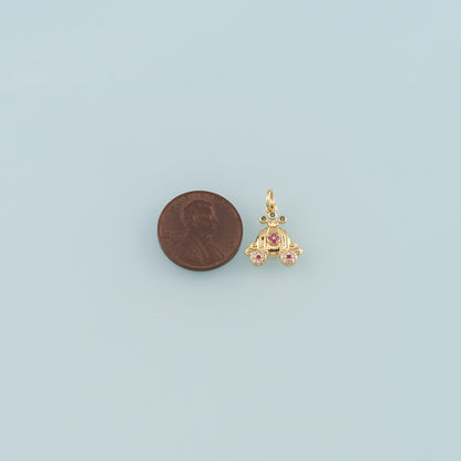 Gold Pumpkin Charms,18K Gold Filled Pumpkin cart Pendant,CZ Micro Pave Pumpkin cart Charm Bracelet Necklace for DIY Jewelry Making Supply