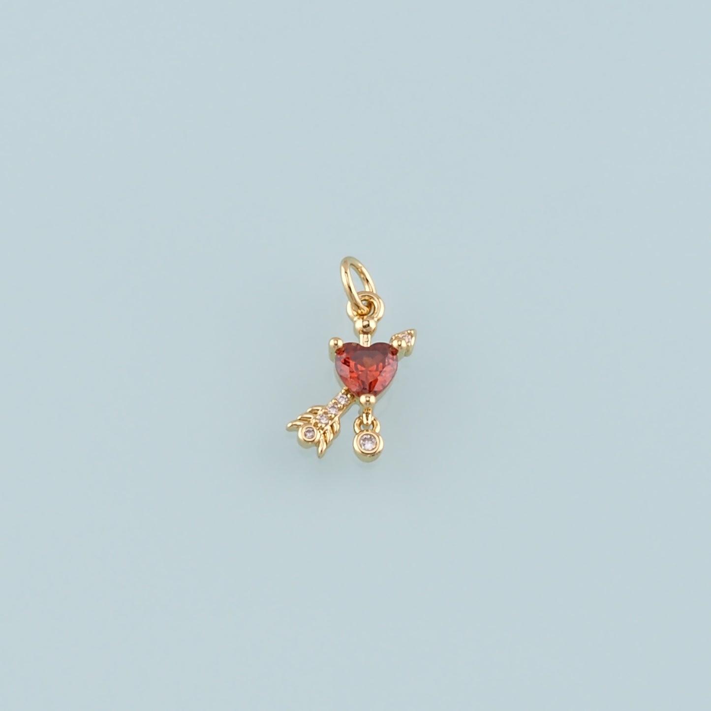 Gold Arrow Charms,18K Gold Filled Heart Arrow Pendant,CZ Micro Pave Heart Charm Bracelet Necklace for DIY Jewelry Making Supply
