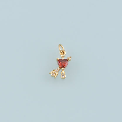 Gold Arrow Charms,18K Gold Filled Heart Arrow Pendant,CZ Micro Pave Heart Charm Bracelet Necklace for DIY Jewelry Making Supply