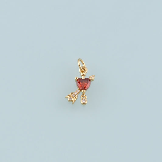 Gold Arrow Charms,18K Gold Filled Heart Arrow Pendant,CZ Micro Pave Heart Charm Bracelet Necklace for DIY Jewelry Making Supply