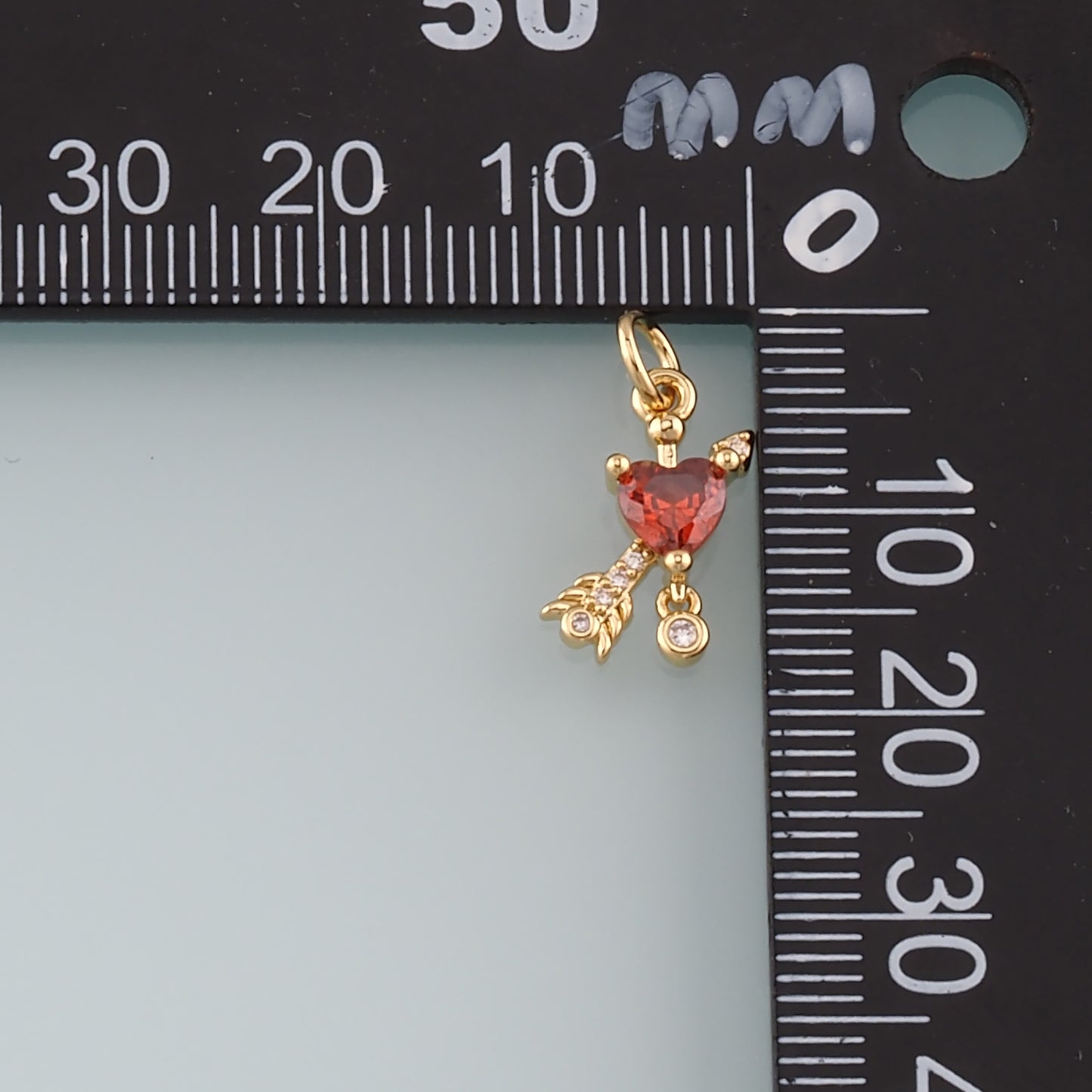 Gold Arrow Charms,18K Gold Filled Heart Arrow Pendant,CZ Micro Pave Heart Charm Bracelet Necklace for DIY Jewelry Making Supply