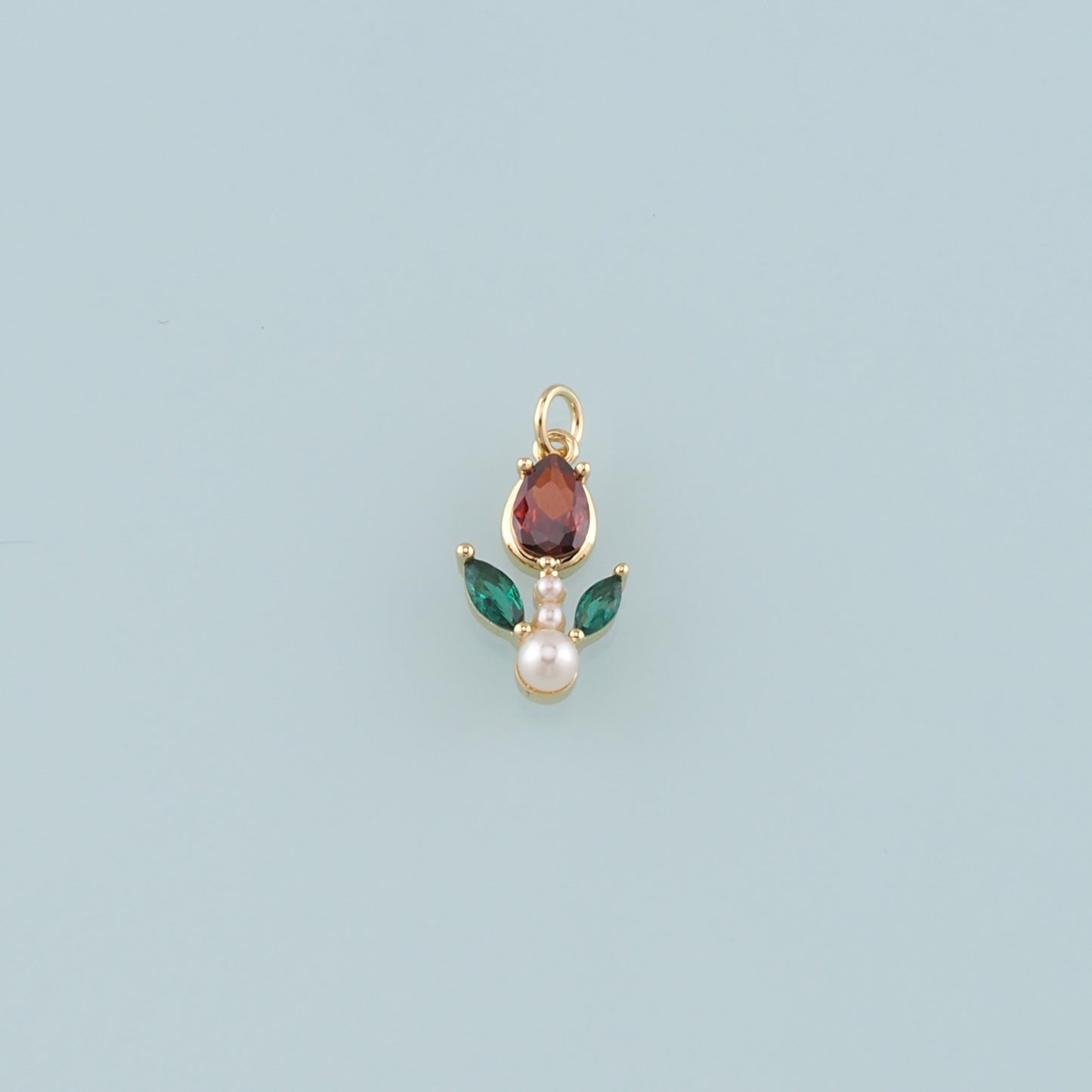 Gold Flower Charm,18K Gold Filled Pearl Tulip Pendant,Dainty Flower Charm Bracelet Necklace for DIY Jewelry Making Supply