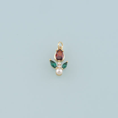 Gold Flower Charm,18K Gold Filled Pearl Tulip Pendant,Dainty Flower Charm Bracelet Necklace for DIY Jewelry Making Supply