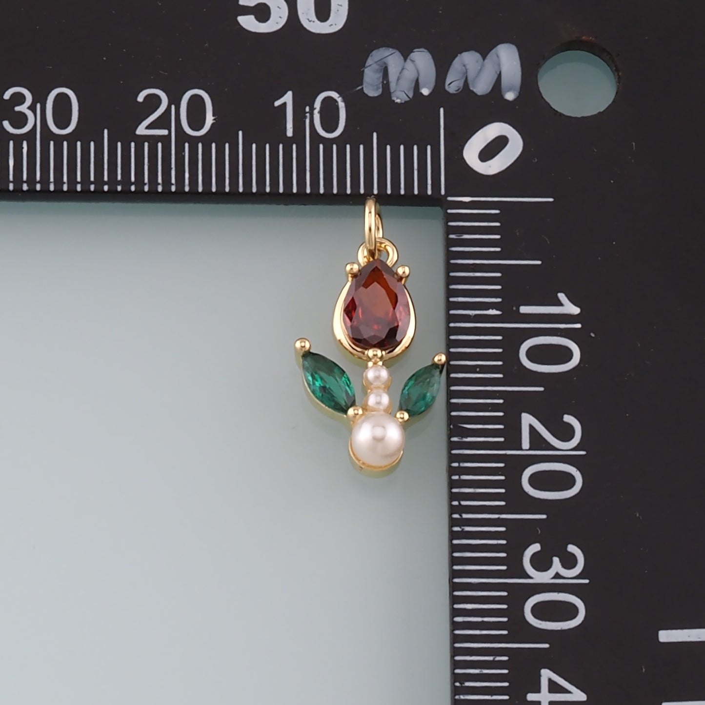 Gold Flower Charm,18K Gold Filled Pearl Tulip Pendant,Dainty Flower Charm Bracelet Necklace for DIY Jewelry Making Supply