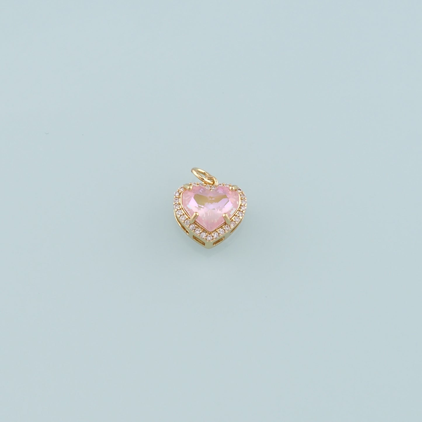 Gold Heart Charms,18K Gold Filled Heart Pendant,CZ Micro Pave Heart Charm Bracelet Necklace for DIY Jewelry Making Supply