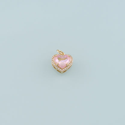 Gold Heart Charms,18K Gold Filled Heart Pendant,CZ Micro Pave Heart Charm Bracelet Necklace for DIY Jewelry Making Supply