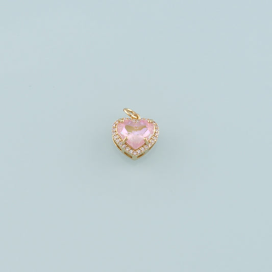 Gold Heart Charms,18K Gold Filled Heart Pendant,CZ Micro Pave Heart Charm Bracelet Necklace for DIY Jewelry Making Supply