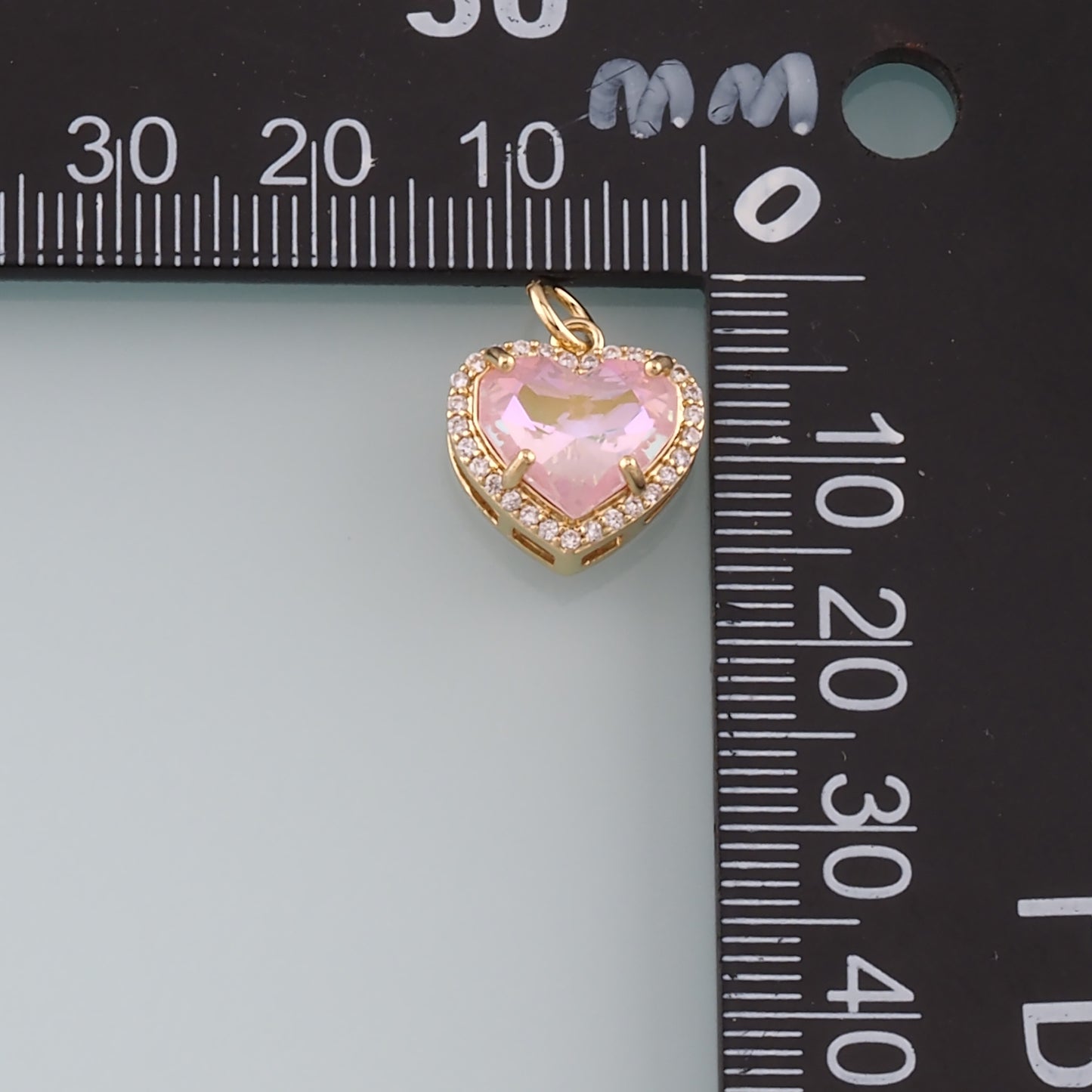 Gold Heart Charms,18K Gold Filled Heart Pendant,CZ Micro Pave Heart Charm Bracelet Necklace for DIY Jewelry Making Supply