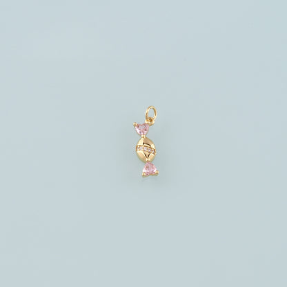 18K Gold Filled Candy Pendant,CZ Micro Pave Candy Charm Bracelet Necklace for DIY Jewelry Making Supply