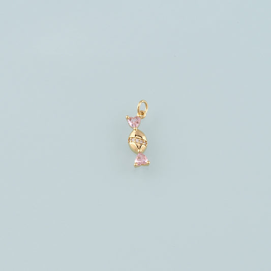 18K Gold Filled Candy Pendant,CZ Micro Pave Candy Charm Bracelet Necklace for DIY Jewelry Making Supply