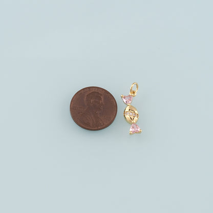 18K Gold Filled Candy Pendant,CZ Micro Pave Candy Charm Bracelet Necklace for DIY Jewelry Making Supply