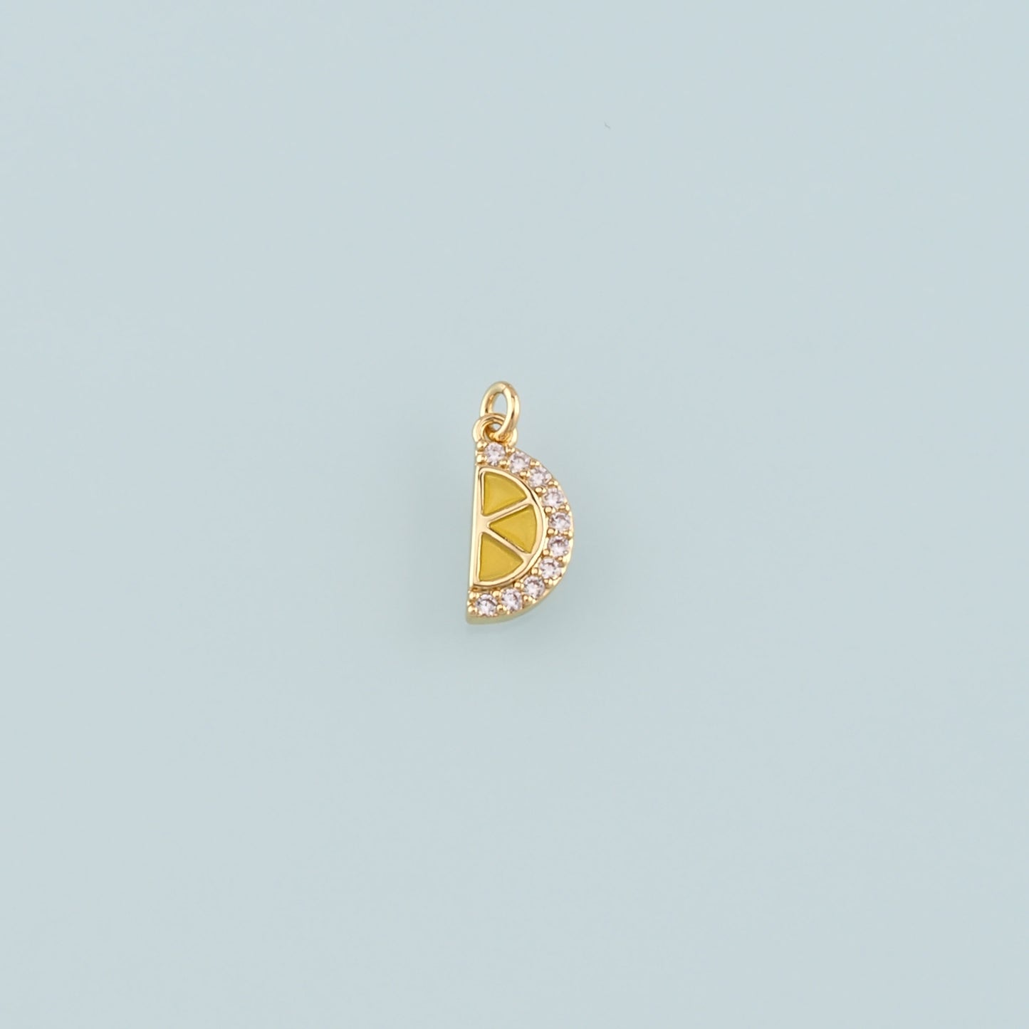 Gold Fruit Charm,18K Gold Filled Lemon Pendant,Enamel Lemon Charm Bracelet Necklace for DIY Jewelry Making Supply