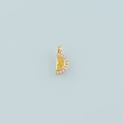 Gold Fruit Charm,18K Gold Filled Lemon Pendant,Enamel Lemon Charm Bracelet Necklace for DIY Jewelry Making Supply