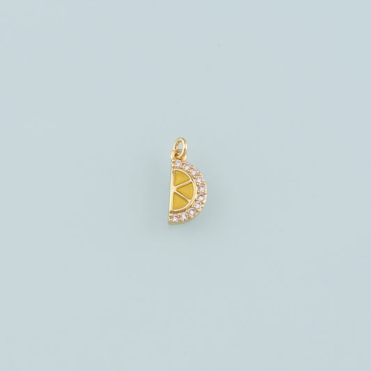 Gold Fruit Charm,18K Gold Filled Lemon Pendant,Enamel Lemon Charm Bracelet Necklace for DIY Jewelry Making Supply